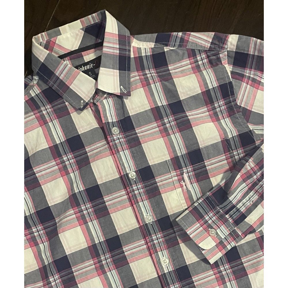 Johnnie O Shirt Men's Small Pink Multi Plaid Long Sleeve Button Up